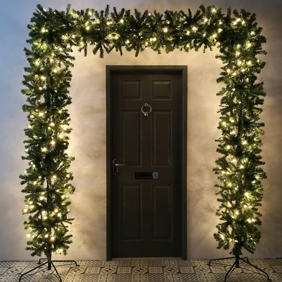 image 1 of 8ft (2.4m) Tall Prelit Premier Indoor / Outdoor Christmas Tree Arch in Green