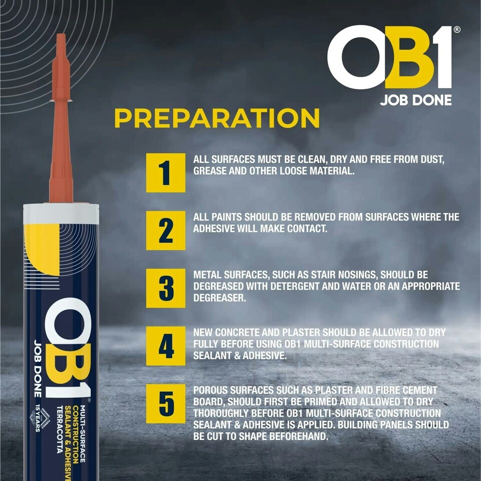 image 1 of OB1 Terracotta Multi-Surface Construction Sealant & Adhesive Silicone Pack of 2