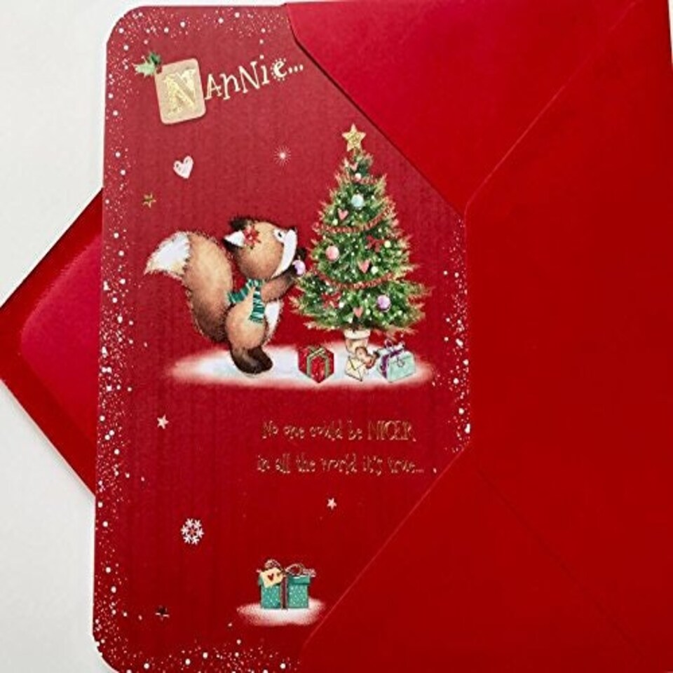 image 1 of NANNIE Cute Bear With Christmas Tree Loveable Greeting Card