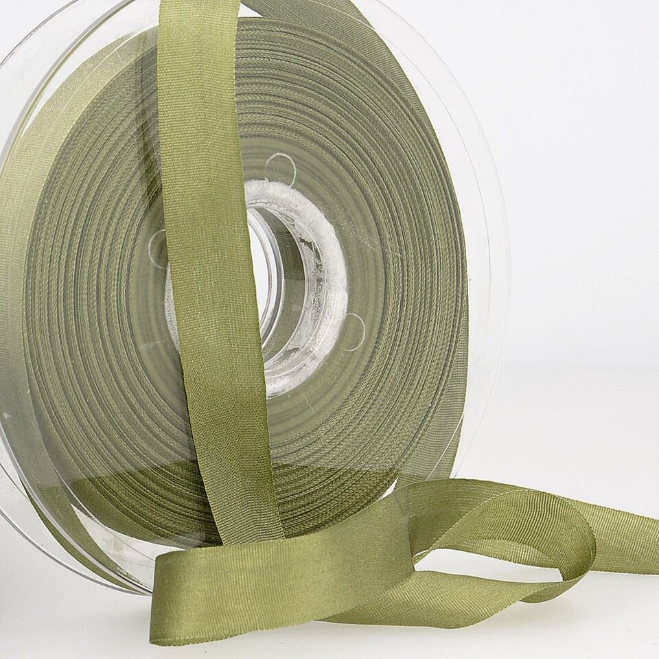 Stephanoise Khaki  25mm Fine Silk Ribbon for Dressmaking - per metre