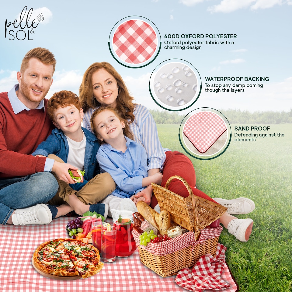 image 1 of Pelle & Sol Red Picnic Blanket Waterproof 200x140cm