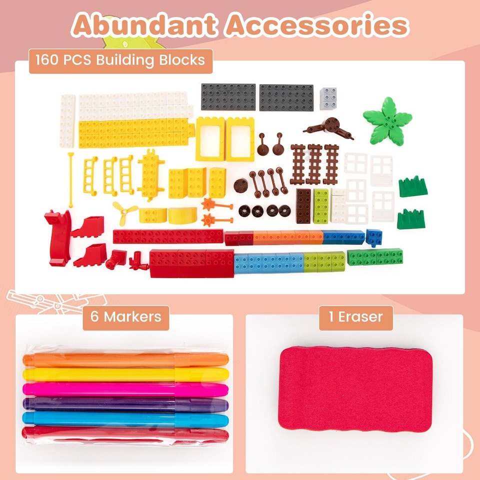 image 1 of COSTWAY 2-in-1 Kids Art Table & Easel with Desktop