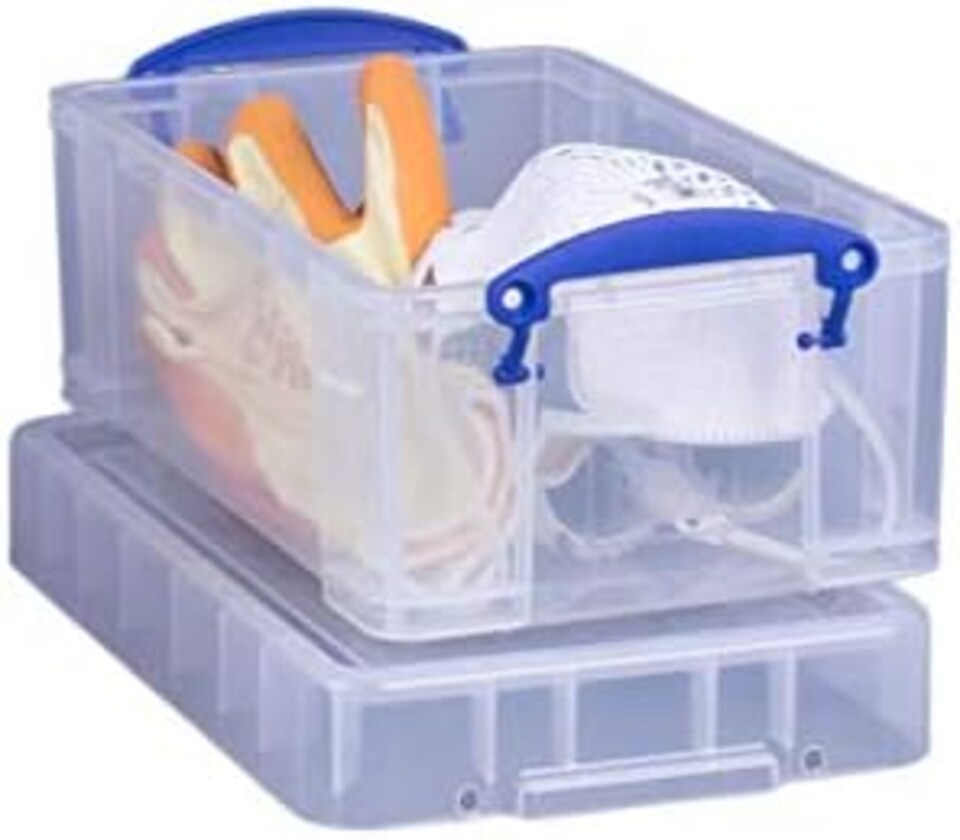 image 1 of Really Useful Plastic Storage Box 5 Litre XL Lid CLEAR Pack of 3