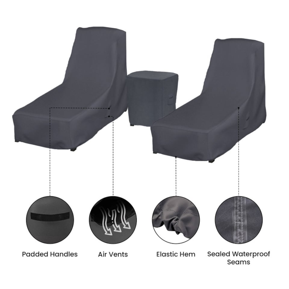 image 1 of Covers and all 3-Piece Patio Furniture Covers for Nautical Chaise Lounge Set Water-Repellent UV-Resistant Polyester, 27 in W x 78.5 in D x 39 in H x