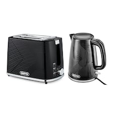 GEEPAS 1.7L 3KW Cordless Electric Kettle, 900W 2 Slice Bread Toaster Combo Set | Black