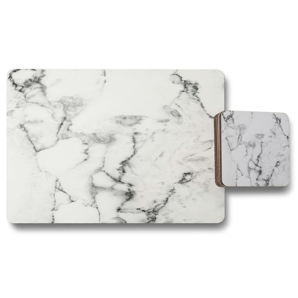 White Marble Texture (Placemat & Coaster Set)