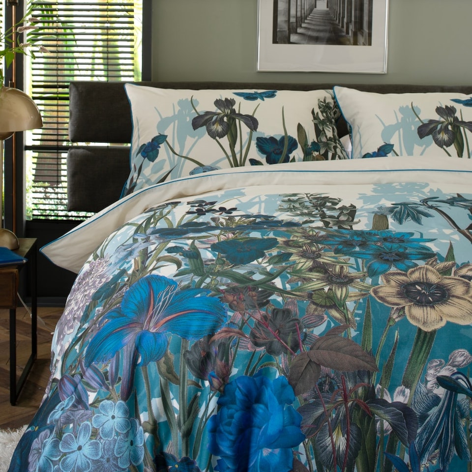 image 1 of Luxury Tivoli Bedding 100% Cotton Modern Design Blue | Blue | King