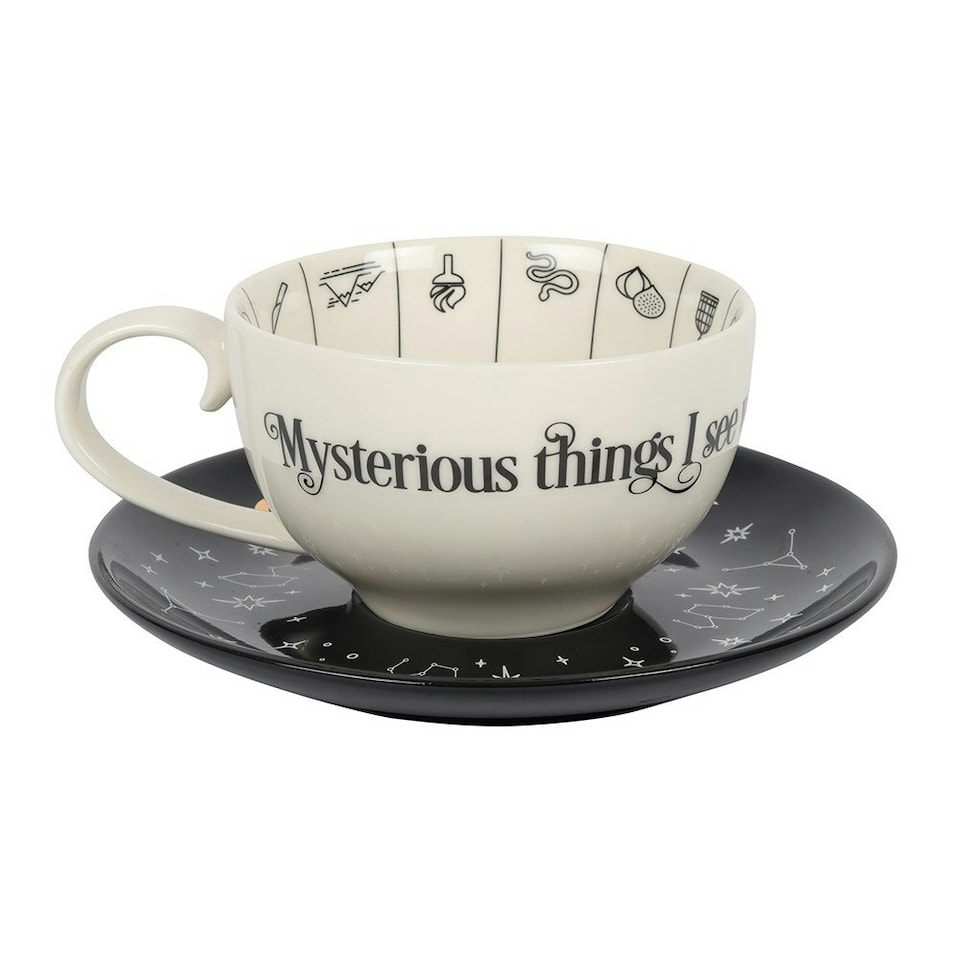 image 1 of Something Different Fortune Telling Ceramic Tea Cup - White/Black - One Size