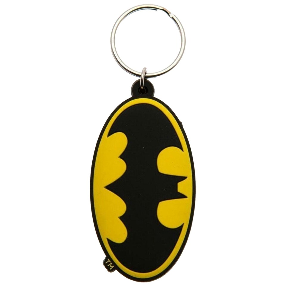 image 1 of Batman Symbol Rubber Keyring - Black/Yellow - One Size