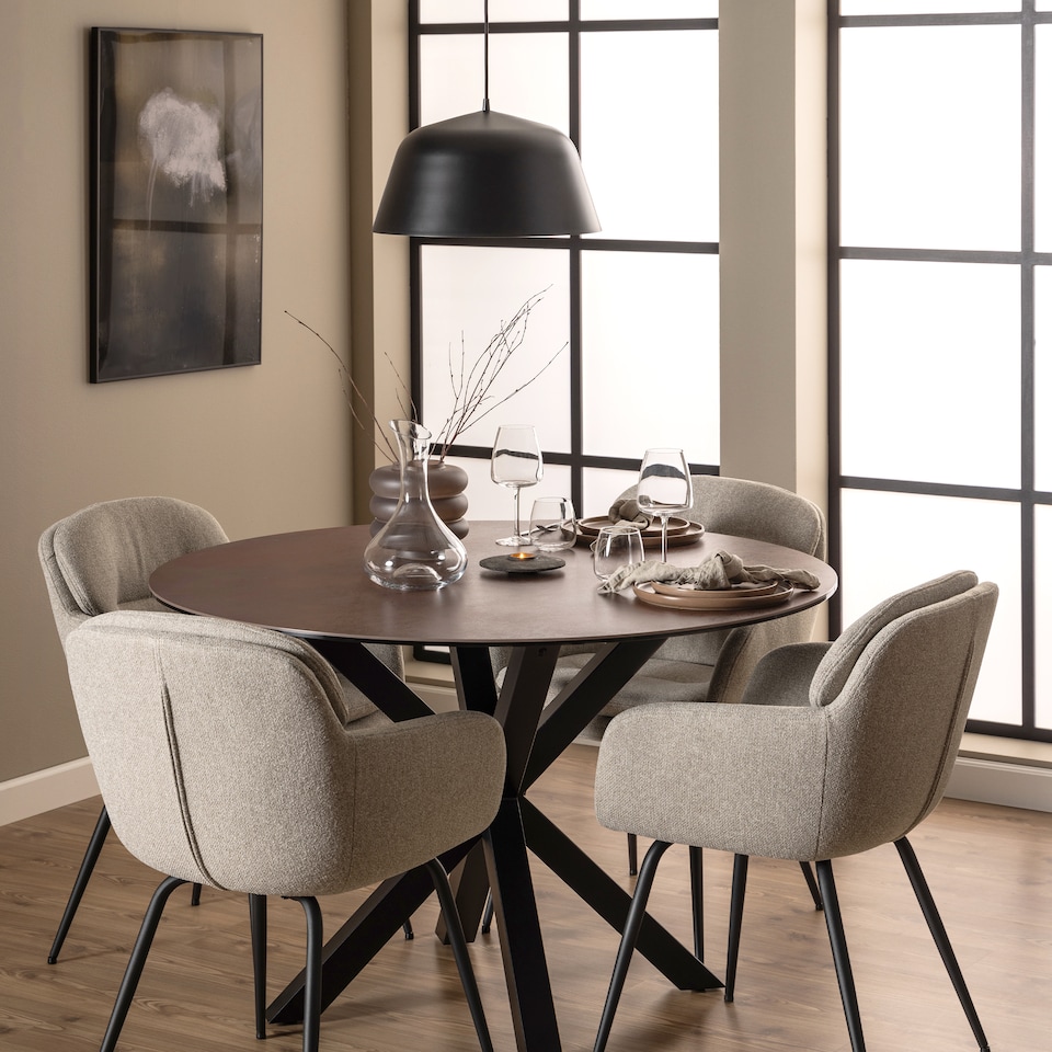 image 1 of Heaven Round Dining Table with Ceramic Rusty Brown Top