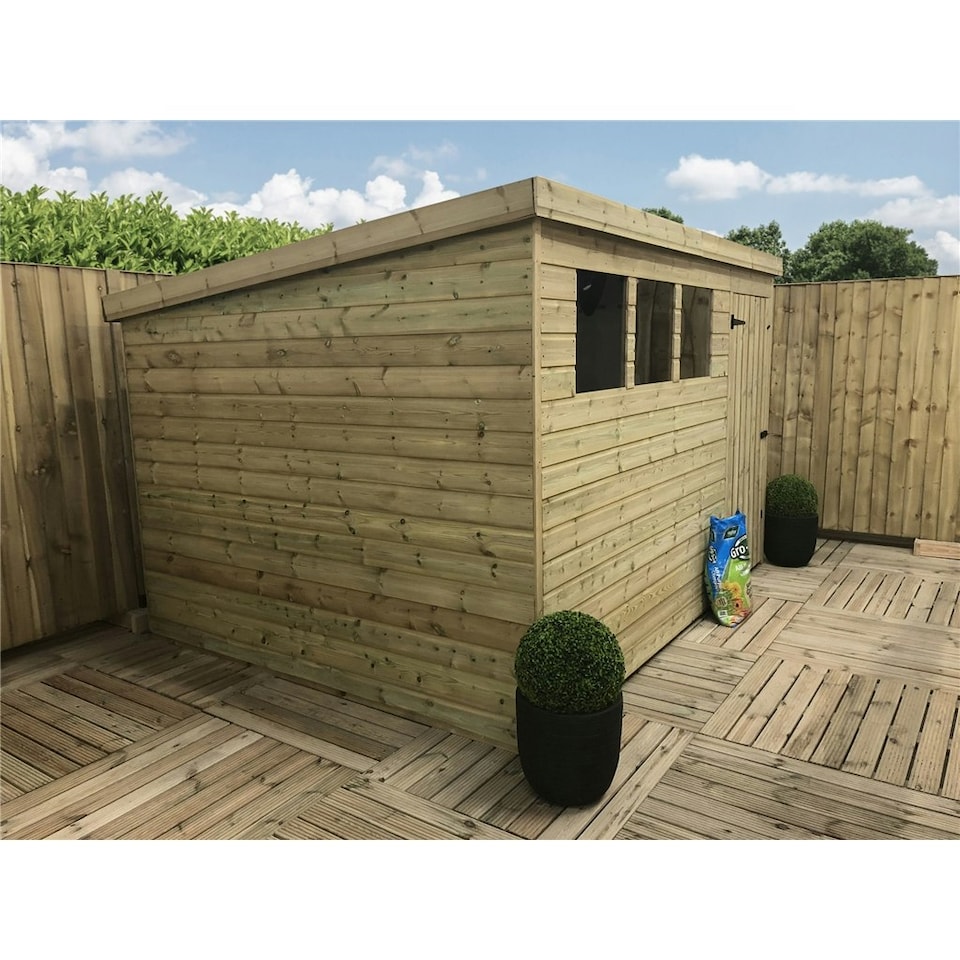 image 1 of 10 x 5 Garden Shed Pressure Treated T&G PENT Wooden Garden Shed - 3 Windows + Single Door (10' x 5' / 10ft x 5ft) (10x5)