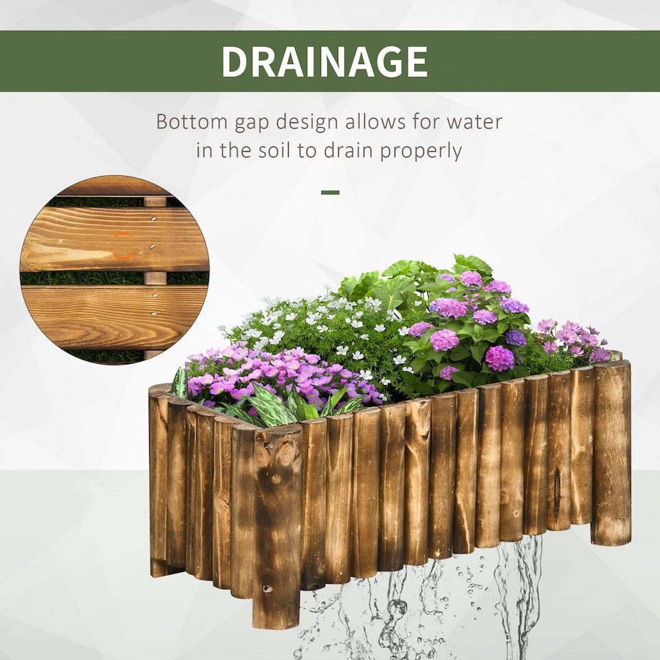 image 1 of Outsunny Raised Flower Bed Wooden Rectangualr Planter Container Box Wood 4 Feet | Brown | Natural wood color