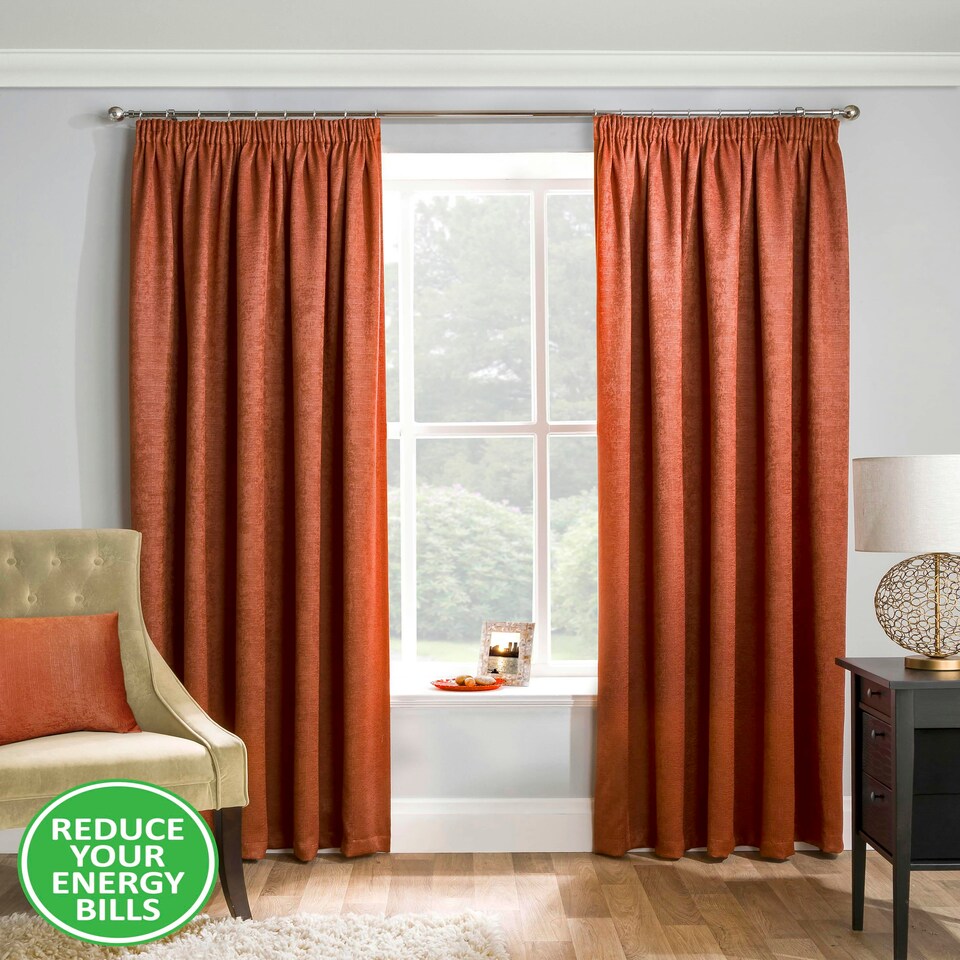 image 1 of Matrix Orange Curtains 90 x 54 inch (229 x 137 cm) Room Darkening Pencil Pleat Thermal Noise Reducing Curtains for Bedroom and Living Room