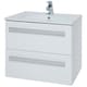 image 1 of Bathroom 2-Drawer Wall Hung Vanity Unit with Ceramic Basin 600mm Wide - White  - Brassware Not Included | White | White | 1