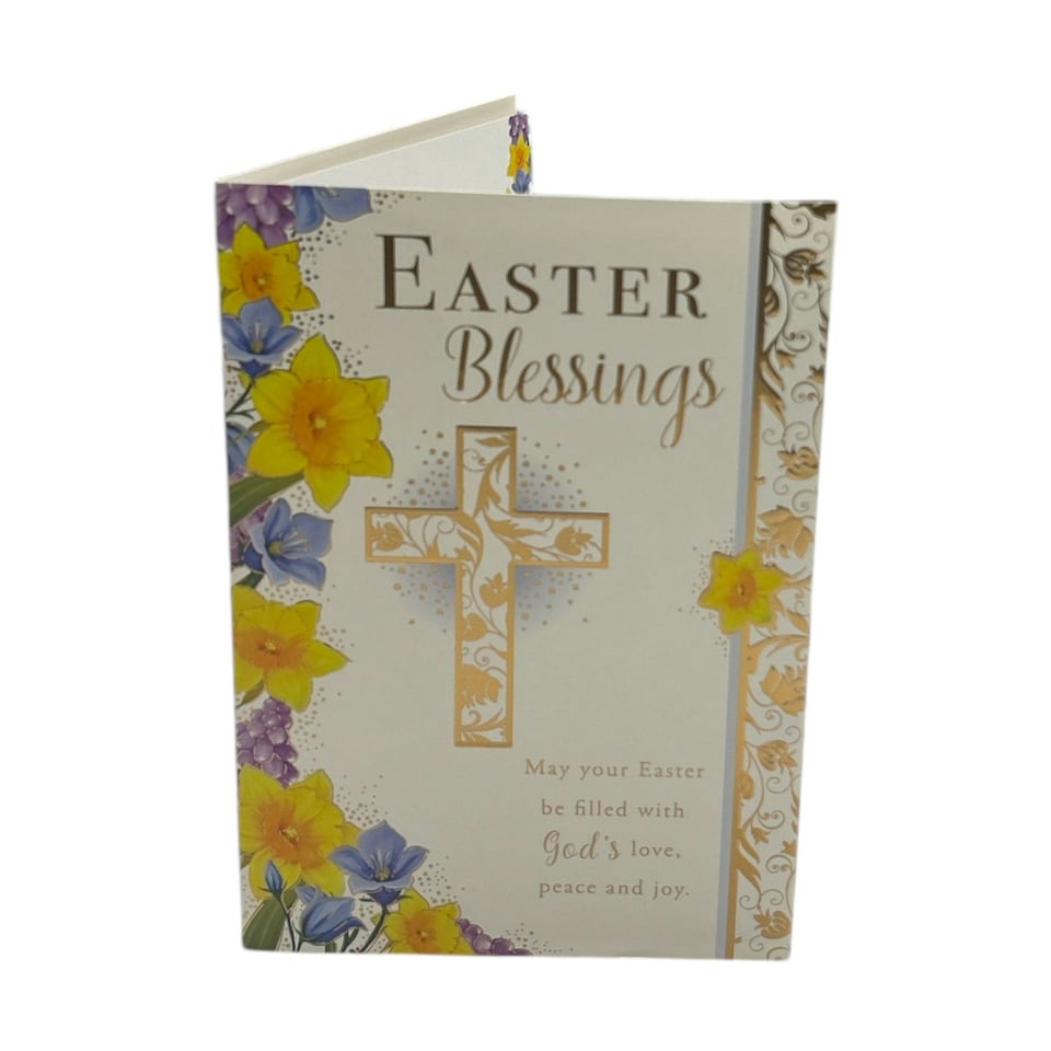 image 1 of Easter Blessings Traditional Yellow Floral Design Card