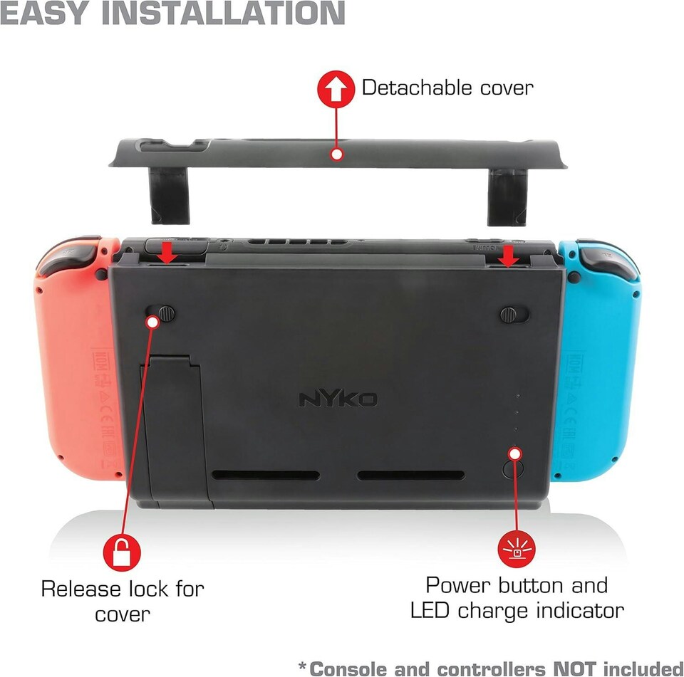 image 1 of Nyko Power Pak for Nintendo Switch 5000 mAh USB Type C Cable Charge | Black