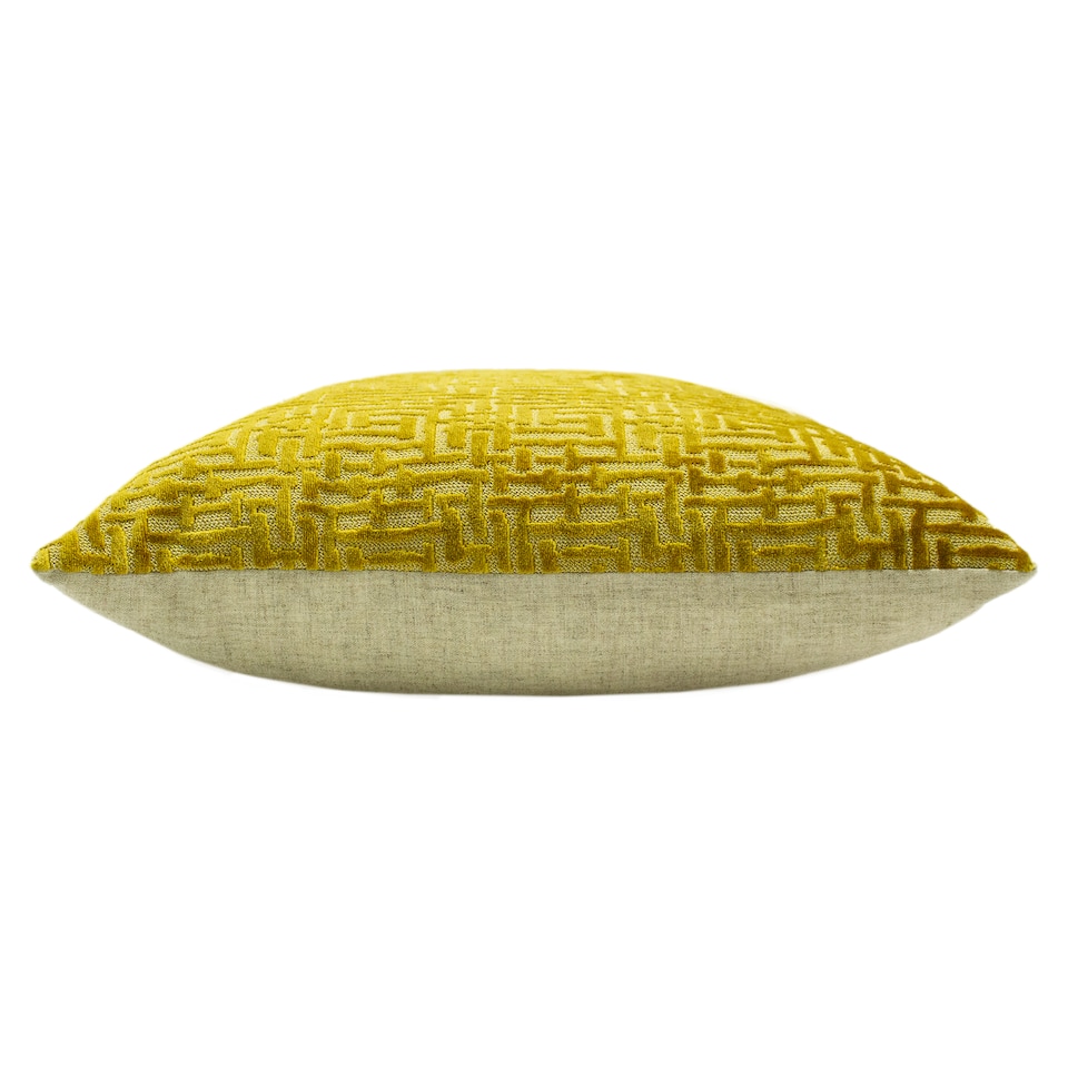 image 1 of Paoletti Delphi Velvet Jacquard Cushion, Gold, 45 x 45cm