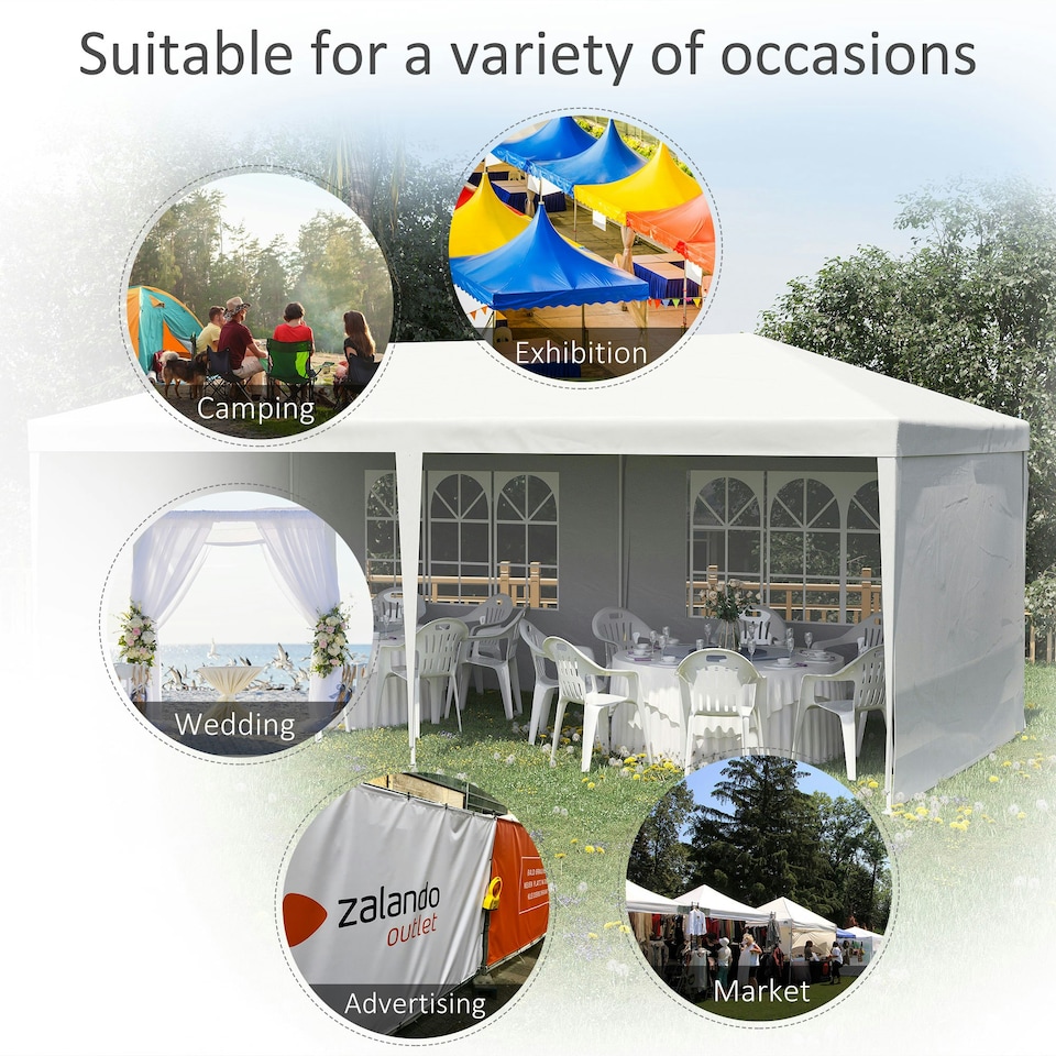 image 1 of Outsunny 6m x 3m Garden Gazebo Marquee Canopy Party Tent Canopy Patio Black