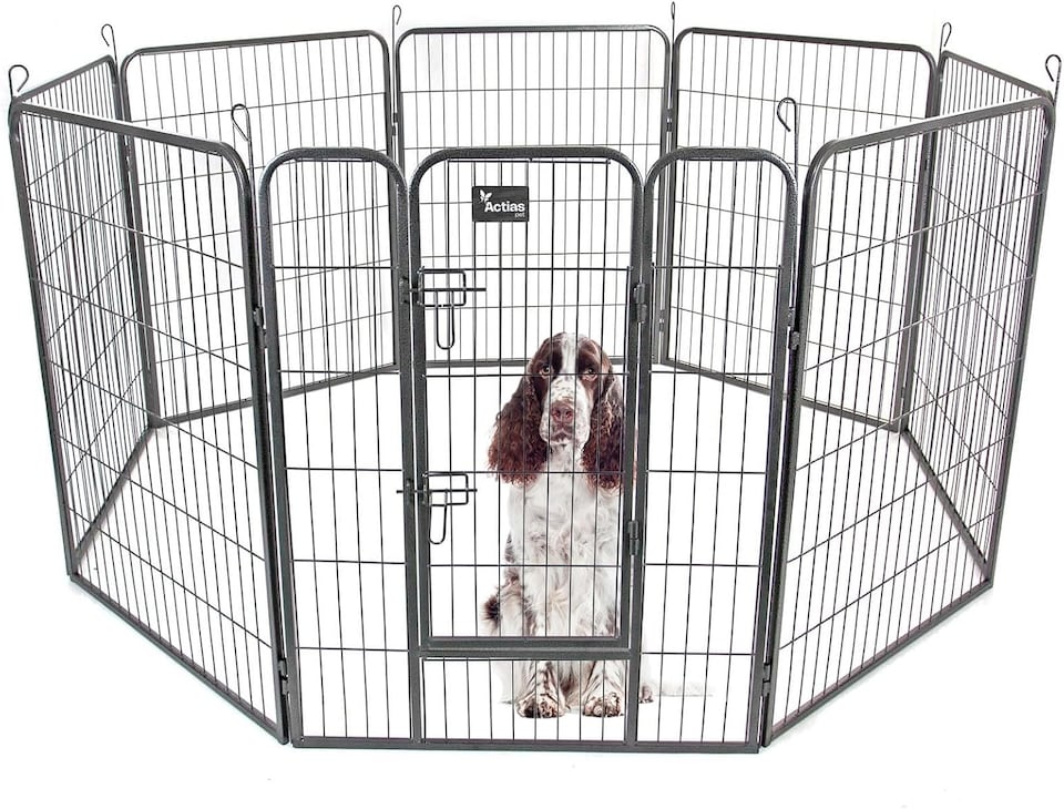 image 1 of Actiaspet - Heavy Duty 8-Panel Metal Playpen with Door, Large 100cm Height