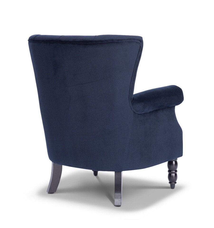 image 1 of Velvet Navy Blue Liana Accent Wingback Chair