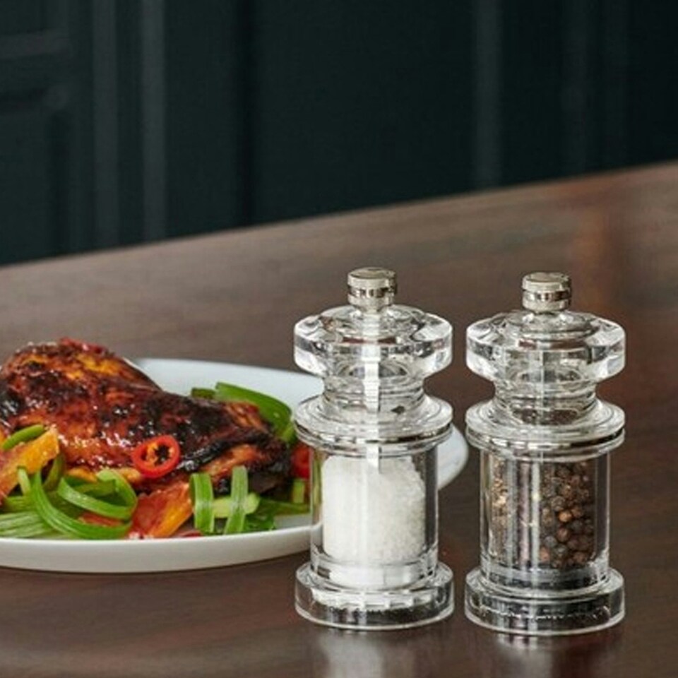 image 1 of Cole & Mason 675 Clear Acrylic Salt & Pepper Mill Set 118mm