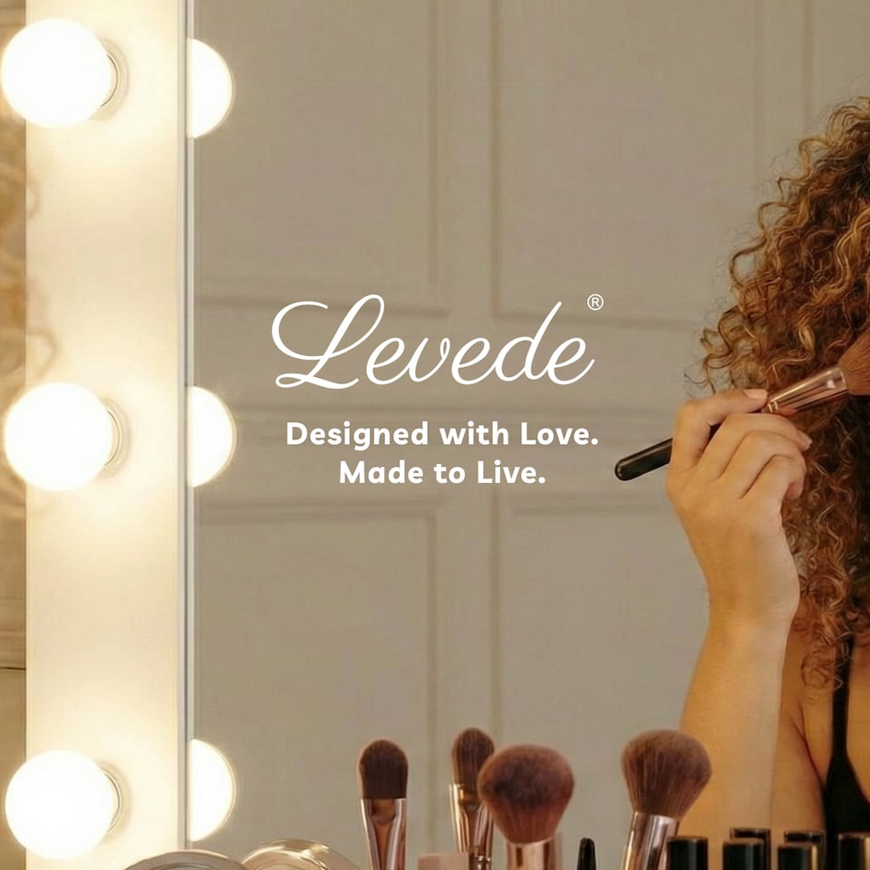 image 1 of Levede Dressing Table Vanity Set Stool Makeup LEDs Mirror Jewellery Organizer | White
