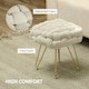 image 5 of HOMCOM Woven Velvet Foot Stool with Steel Legs for Living Room, Cream White Cream
