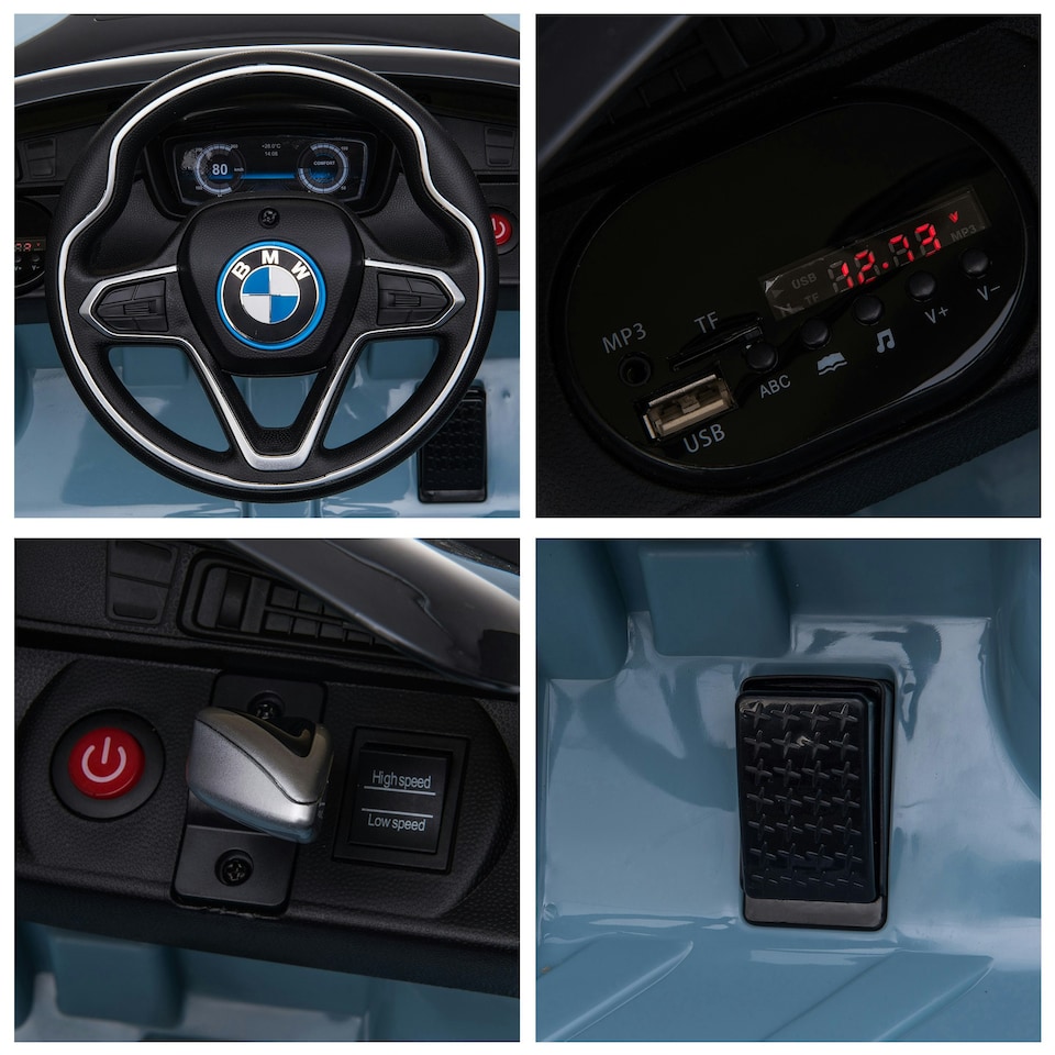 image 1 of HOMCOM Licensed BMW I8 Coupe Kids Ride-On Car 6V w/ Remote Lights Horn Music