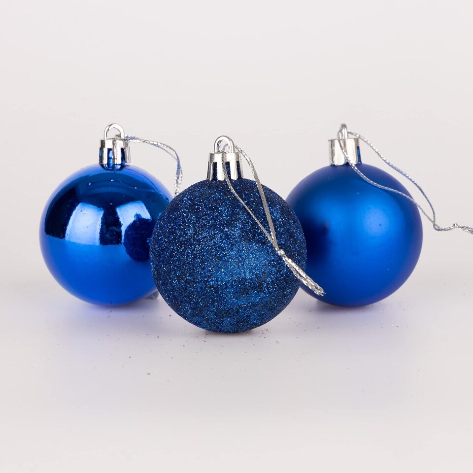 image 1 of 50mm/9Pcs Christmas Baubles Shatterproof Blue,Tree Decorations