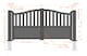 image 2 of Double Swing Gate 3500x1600mm Black - Partial Privacy Driveway Gate with Vertical Solid Infill and Bell-Curved Top