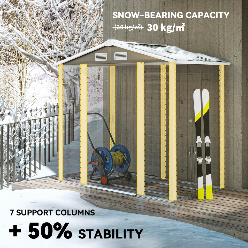 image 1 of Outsunny 7 x 4ft Upgraded Metal Shed with Lock, Easy to Assemble, Dark Grey
