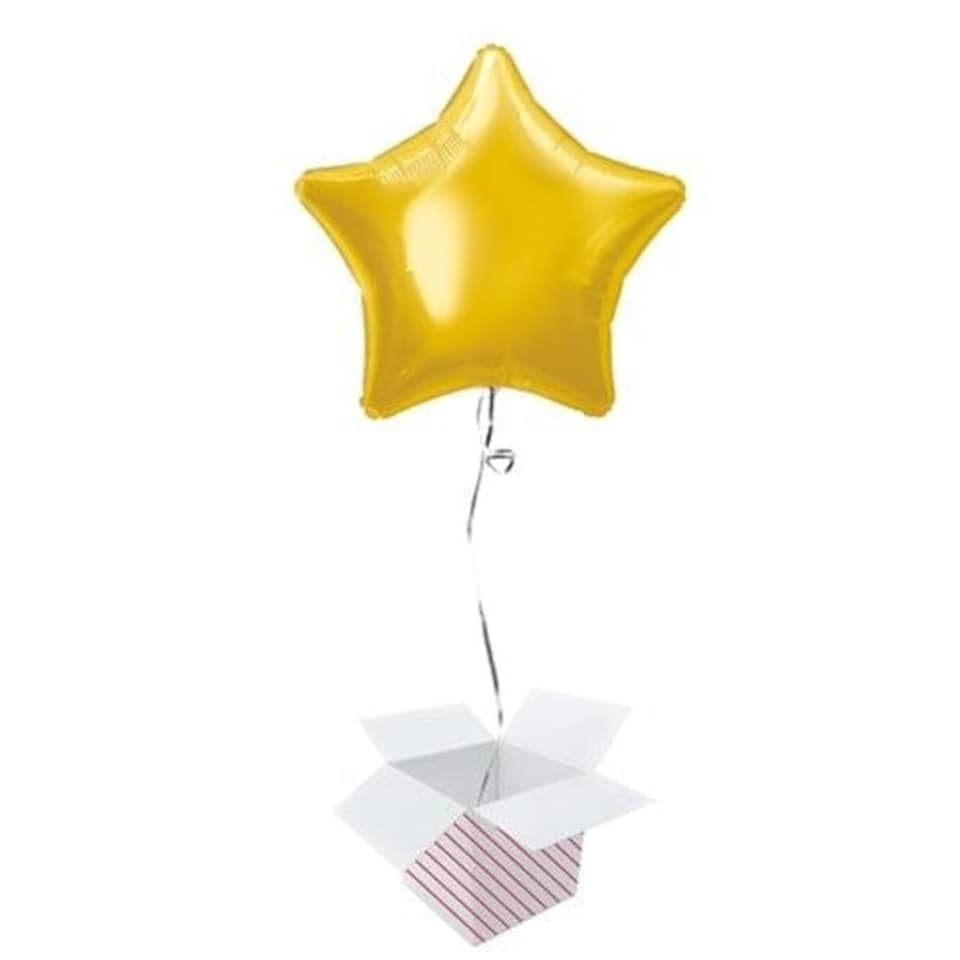 Classic Gold Star Shape Foil Helium Balloon - Inflated Balloon in a Box Gold