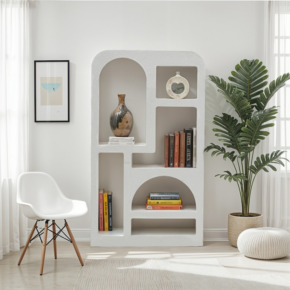 image 1 of Udaipur Tall Geometric Bookcase Brown