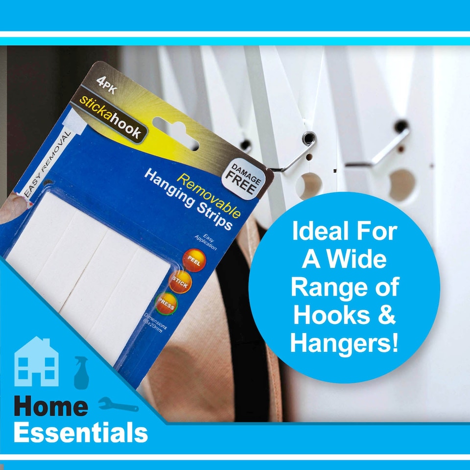 image 1 of VFM e-Store Removable Picture Hanging Hooks, Pack of 4 - Damage-Free Hanging Solution