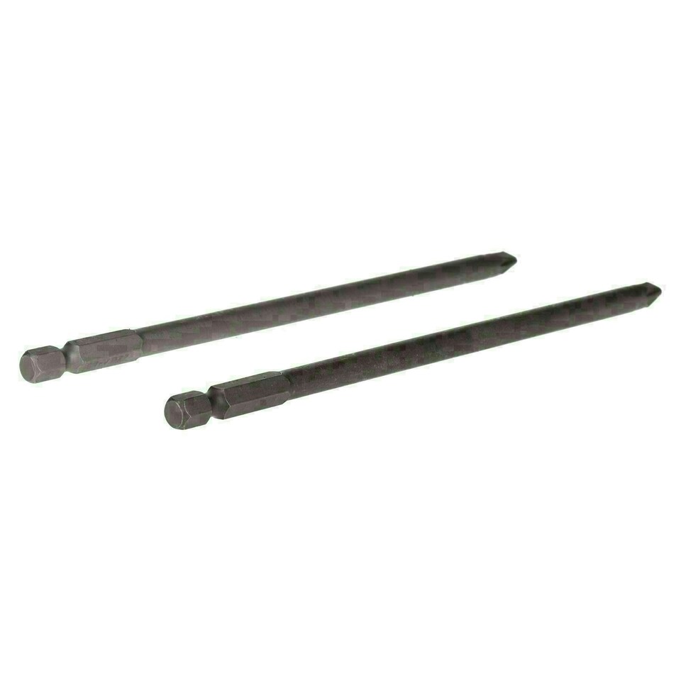 image 1 of 2pc PZ2 Pozi Extra Long 150mm Screwdriver Driver Bit Set With 1/4 Hex Shank