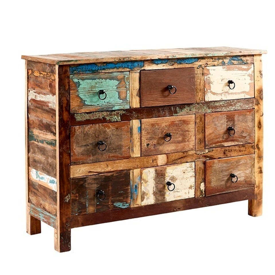 image 1 of Coastal 9 Drawer Chest - Wood - L40 x W120 x H90 cm