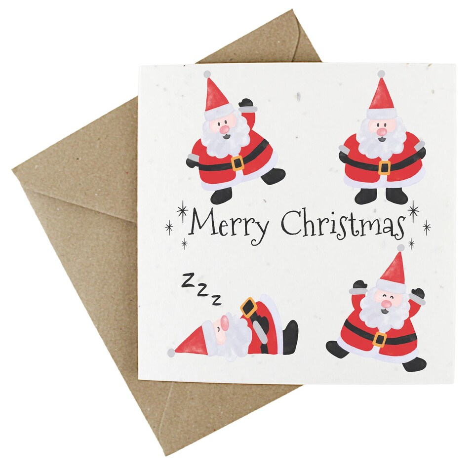 image 1 of Posing Santas - Plantable Wildflower Seed Christmas Cards - 5 Pack