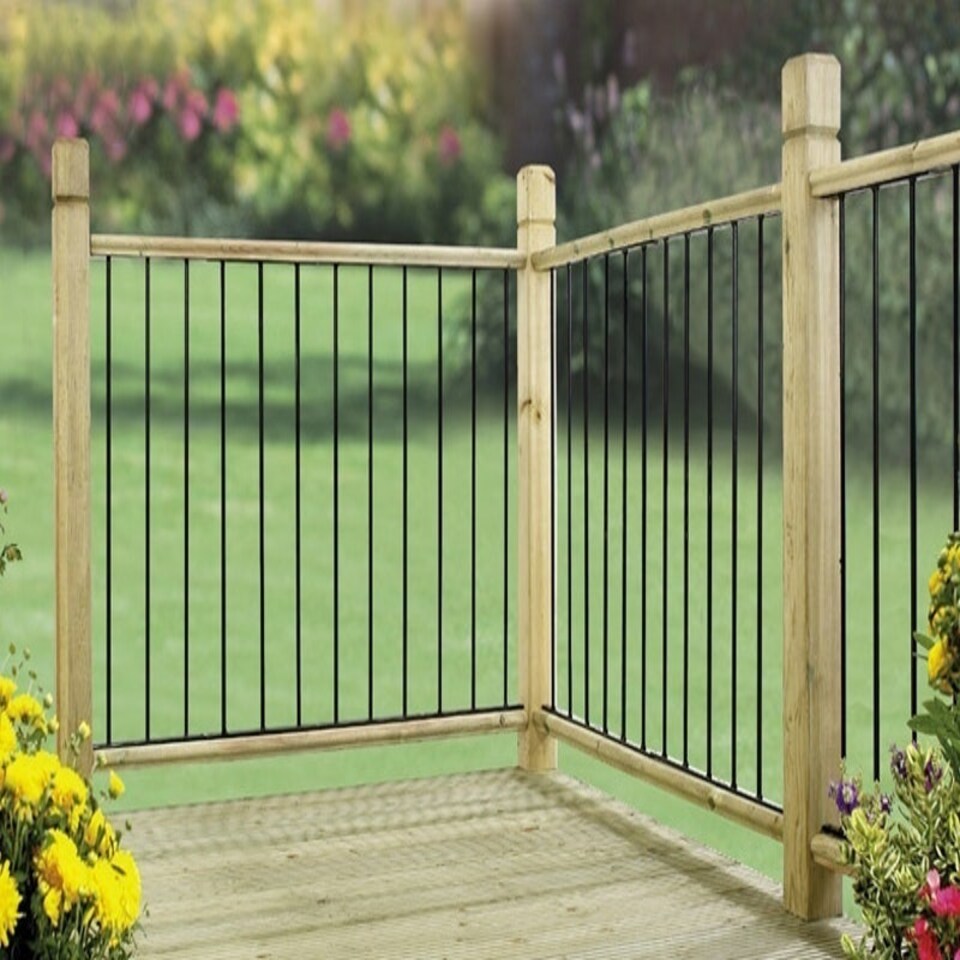 image 1 of Garda Decking Fence Panels (Pack of 2) - Solid Steel - FIts Gap of 280 mm x 770 mm High - Electro Galvanised/Black Powder Coated Black