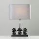 image 2 of ValueLights Black Three Wise Monkeys Table Lamp with a Grey Shade - Complete with a 4w LED Bulb 3000K Warm White