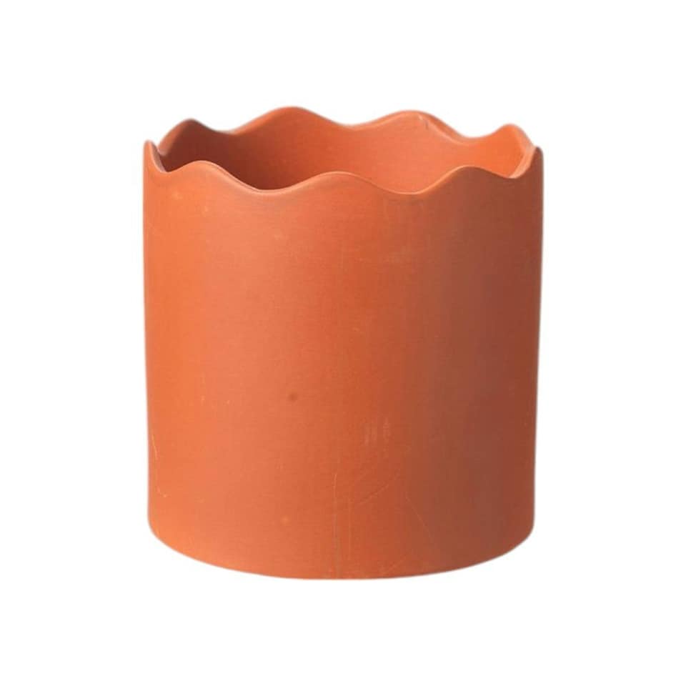 image 1 of Ceramic Wave Indoor Plant Pot Clay - H13.5cm