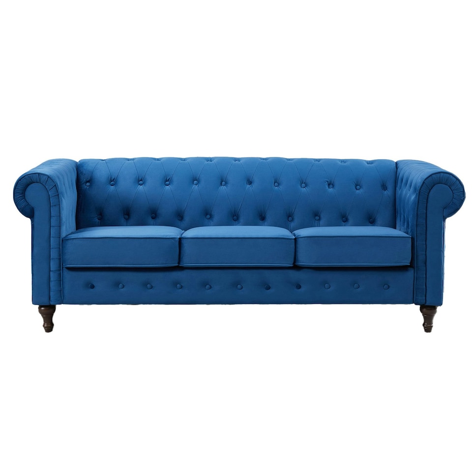 image 1 of Pelham 3 Seat Velvet Sofa - Blue