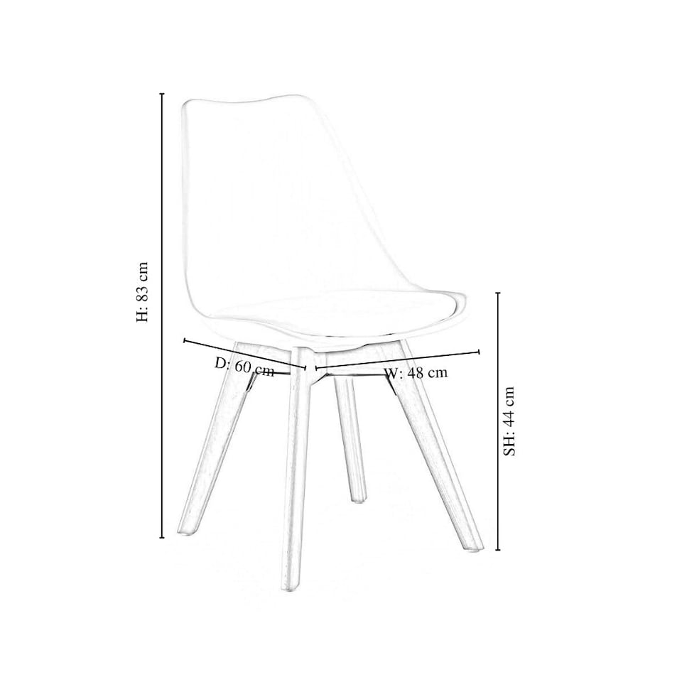 image 1 of Single Scandinavian Dining Chair with Leather Cushions Solid Wood Legs | Pink