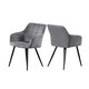image 1 of Set of 2 Camden Modern Velvet Dining Chairs with Armrests, Quilted Design & Black Metal Legs | Grey | Dark Grey