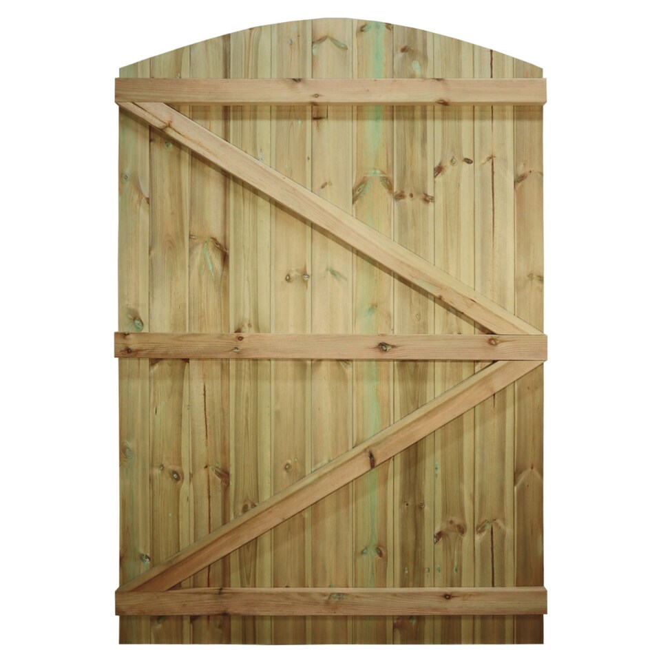 image 1 of Arch Top Wooden Garden Gate 6ft x 4ft Tongue & Groove Semi-Braced Treated Door