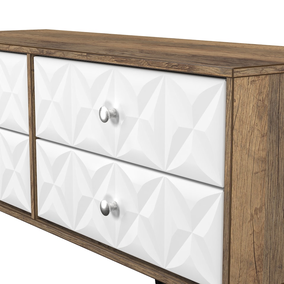 image 1 of Toledo 4 Drawer Bed Box in White Matt & Vintage Oak (Ready Assembled) | White | White Matt & Vintage Oak
