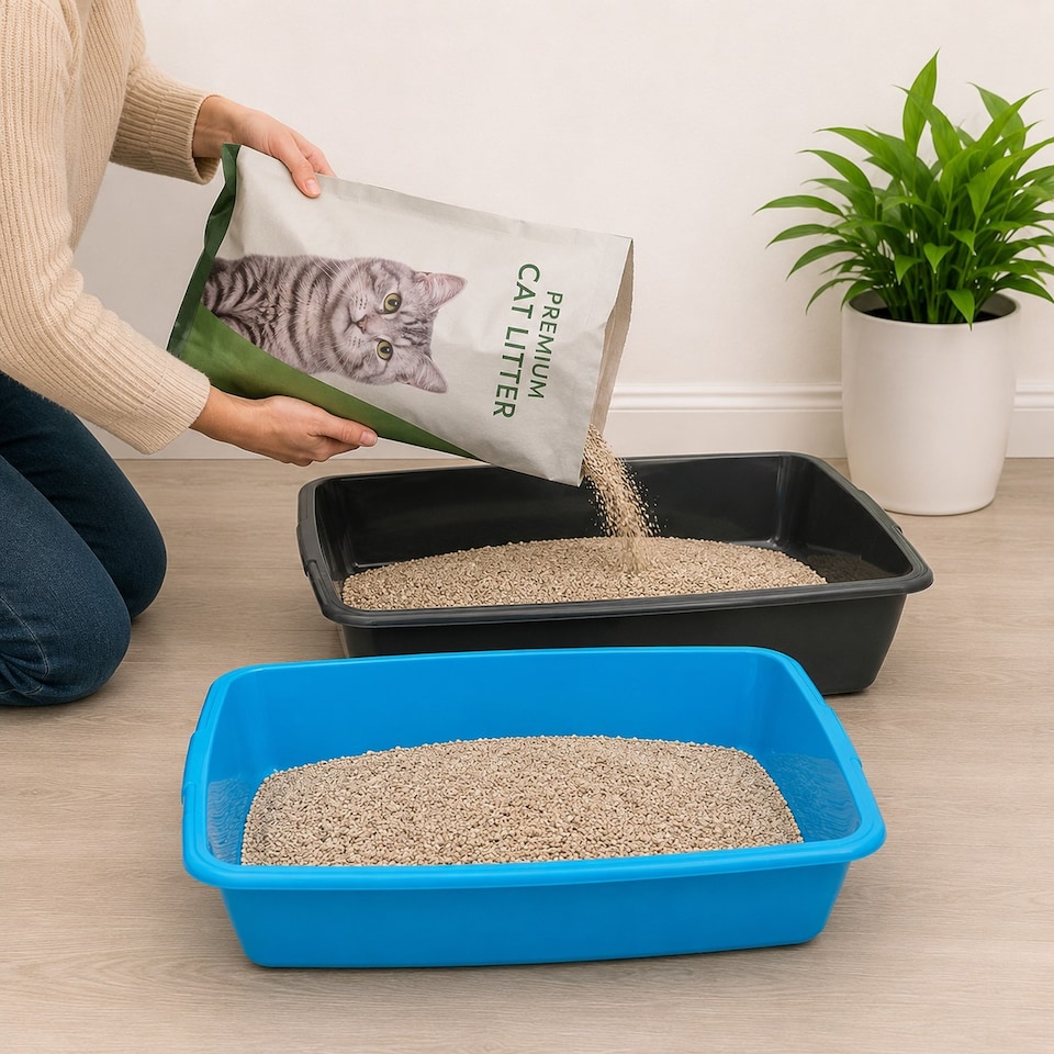 image 1 of Medium Cat Litter Tray Plastic Pet Toilet Kitten Rabbit Training Litter Box 40cm