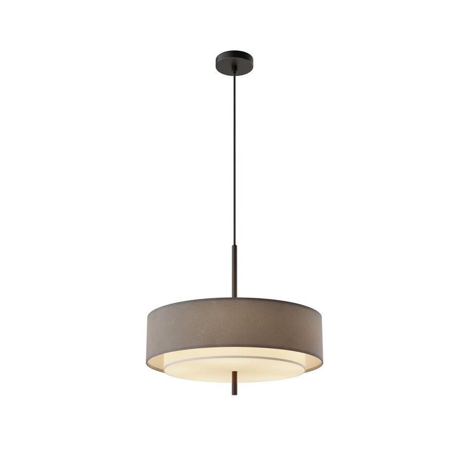 image 1 of Bergamo Modern Cylindrical Pendant Ceiling Light Black 5xE27 Grey Shade
