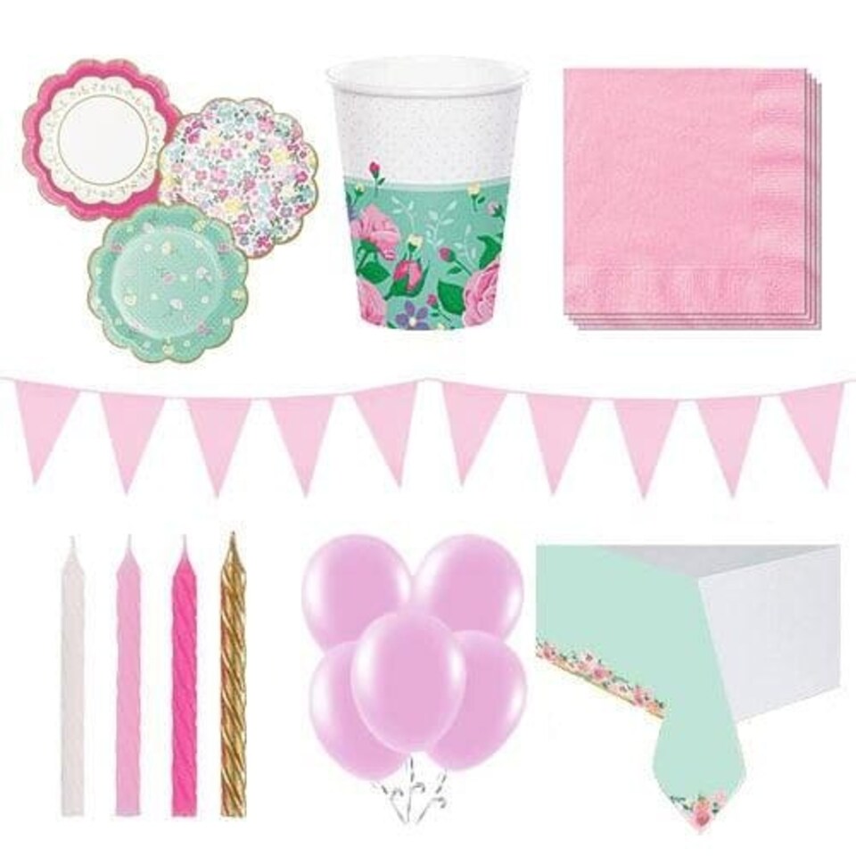 Floral Tea Theme 8 Person Deluxe Party Pack