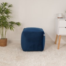 rucomfy Velvet Cube Bean Bag Pouffe - Soft Stylish Footstool