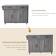 image 7 of VILUXE Mobile Kitchen Island with Foldable Worktop, 2 Drawers, Adjustable Shelves, Towel Rail, Wheels and Solid Wood Feet, Grey and White
